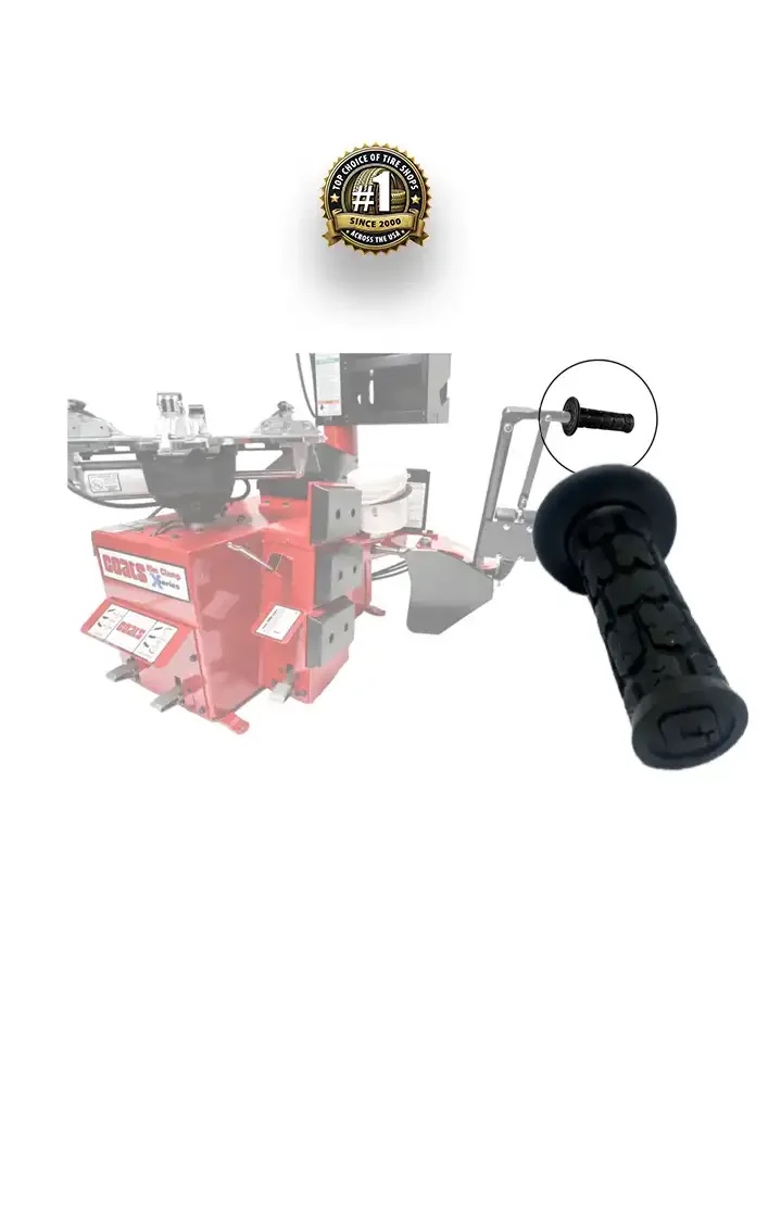 Official Max Grip product image showing the short flanged grip and its position on a tire changer shovel handle